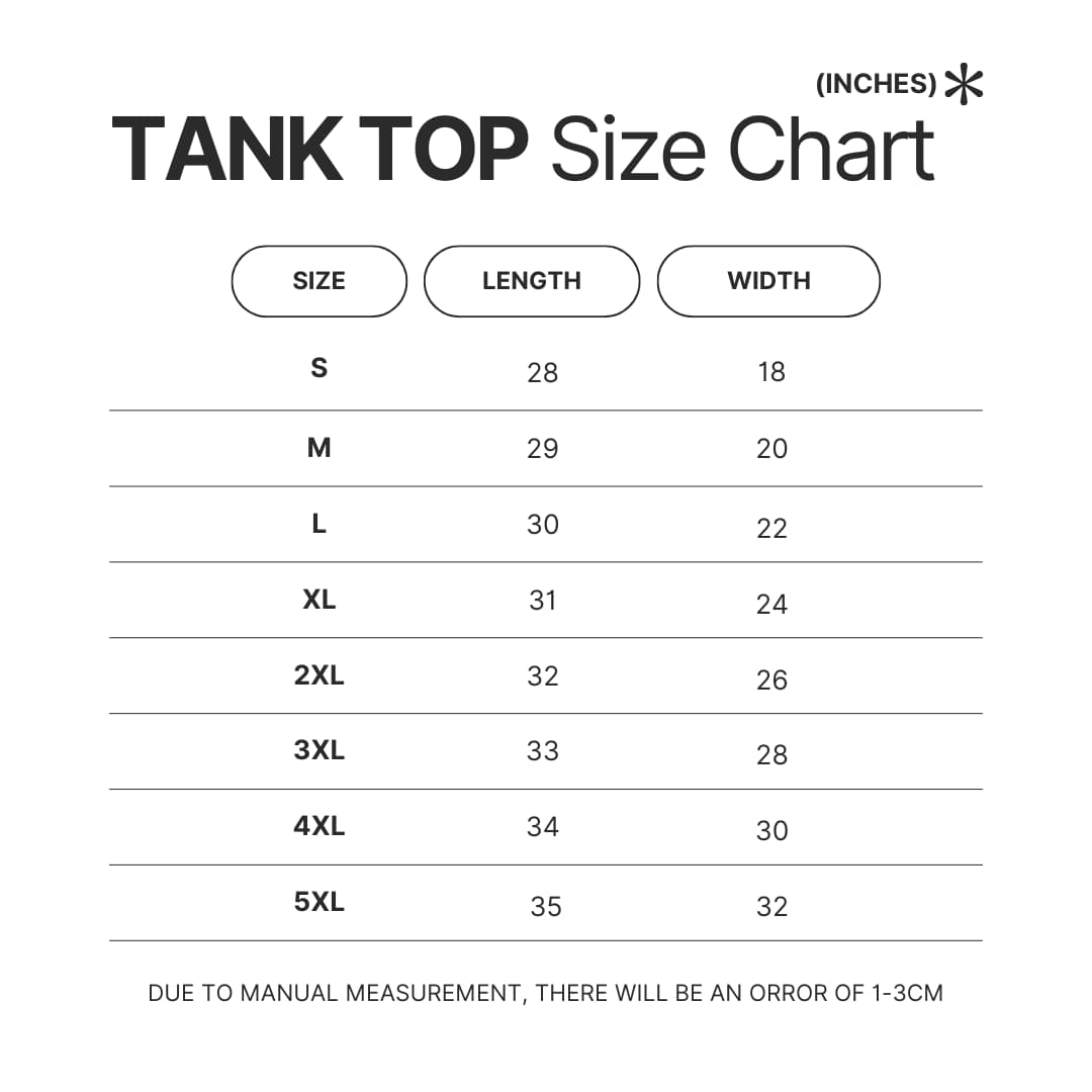 Tank Top Size Chart - Boku no Pico Store