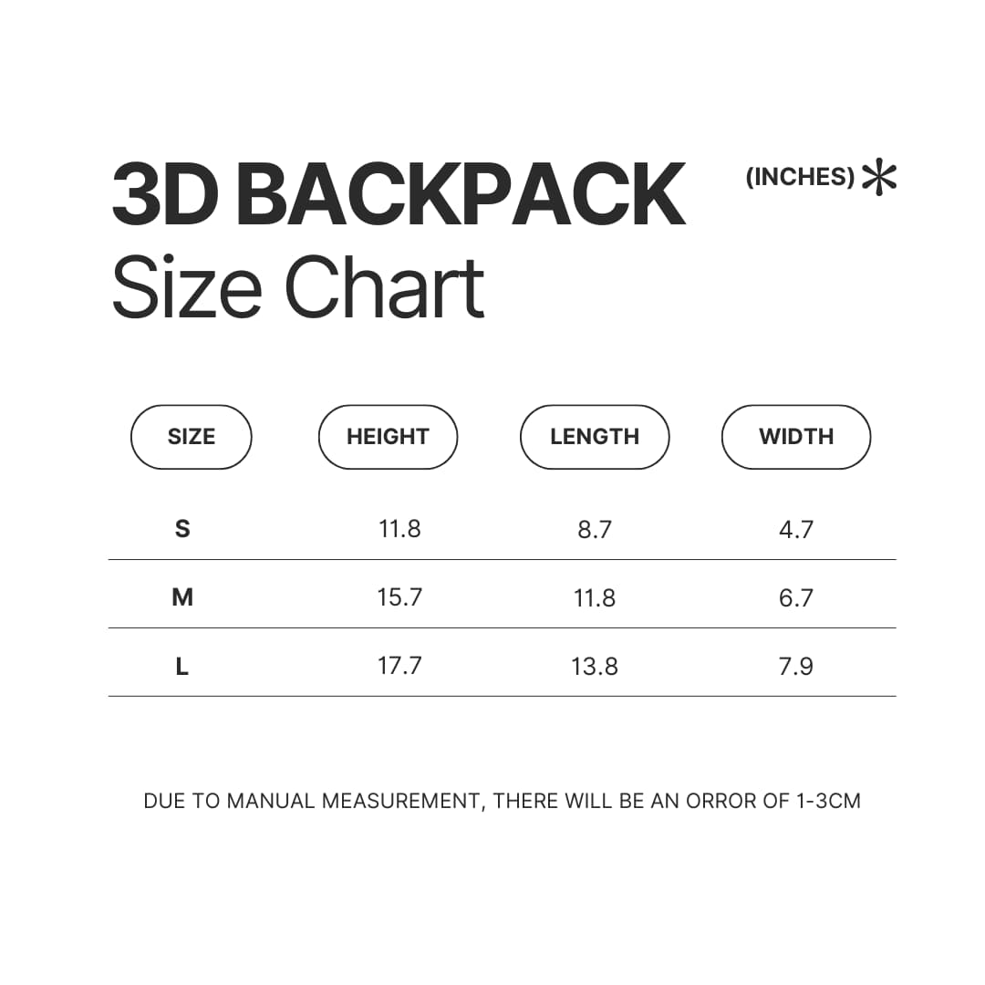 3D Backpack Size Chart - Boku no Pico Store